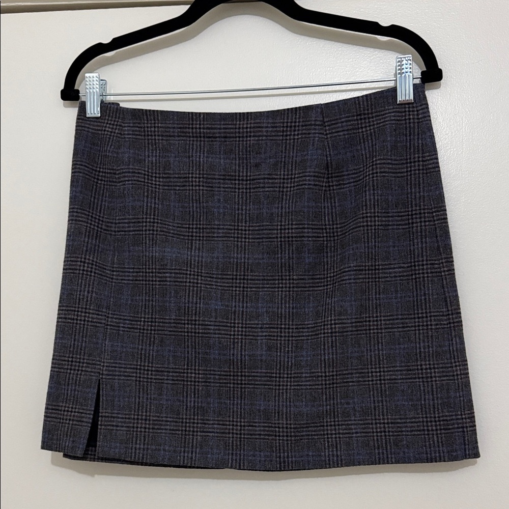 Madewell Charcoal Plaid Mini Skirt